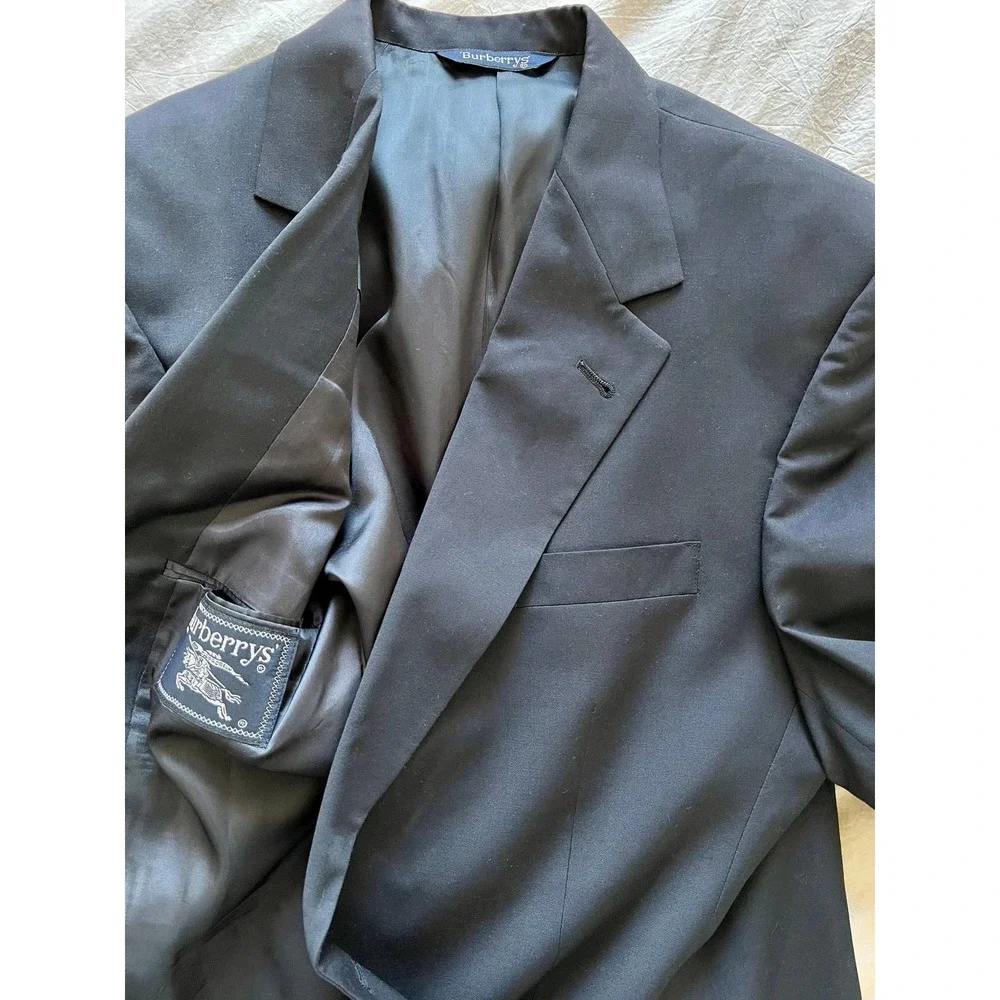 Vintage Burberrys wool‎ blazer sport jacket navy blue unisex mens womens 80s 90s